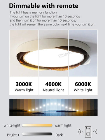 LED master bedroom ceiling lamp modern simple walnut color eye protection study lights design round living room lamps