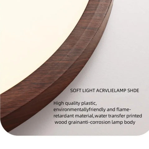 Circular LED Ceiling Light Modern Simple Walnut Wood Grain Decorative Light Living Room Bedroom Balcony Ultra-thin Ceiling Light