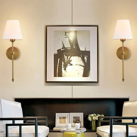 Modern American Led Wall Lamp for Bathroom Mirror Light Bedroom Room Decor Corridor Cloth Lampshade Sconce Wiring is required