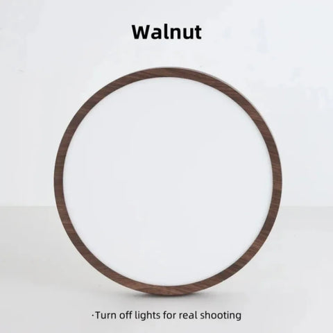 Circular LED Ceiling Light Modern Simple Walnut Wood Grain Decorative Light Living Room Bedroom Balcony Ultra-thin Ceiling Light