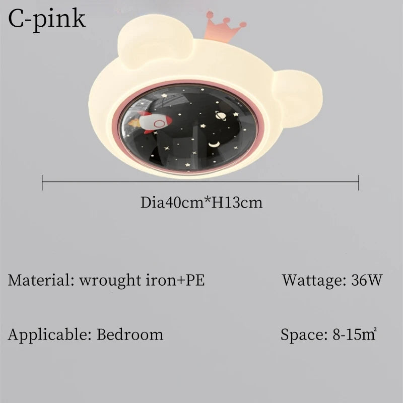 Modern Cartoon Astronaut Planet Ceiling Light Children Bedroom Study Nursery Home Decorate Chandelier Lamp Lustre Indoor Fixture