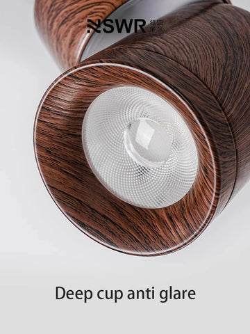 Led Spotlights Surface Mounted Walnut Color Wood Grain Spot Light Wabi Sabi Style Adjustable Angle Retro Ceiling Lamp 7W 10W 12W