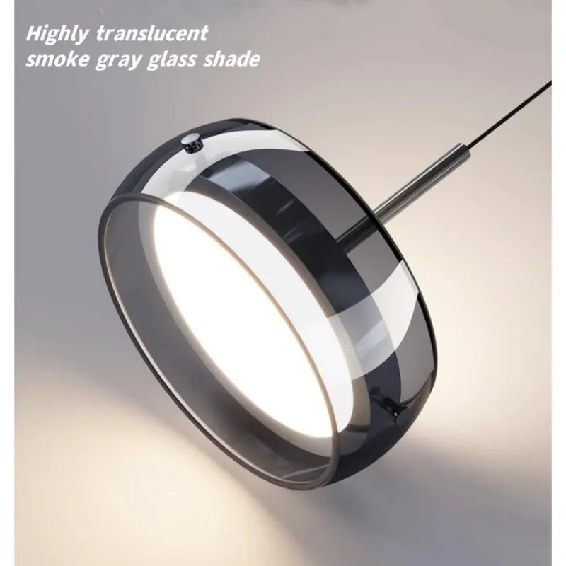 Modern Glass Pendant Lamp Black For Dining Room Kitchen Island 3-Light Smoke Gray Ceiling Pendant Light Fixtures Hanging Lamps