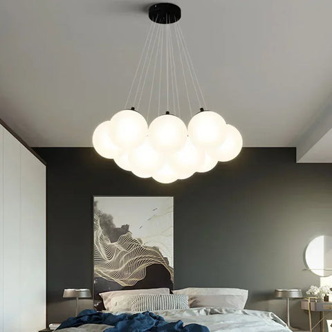 Modern LED Chandeliers Milk White Glass Ball Pendant Lamps Living Room Kitchen Restaurant Hotel Lustre E27 Home Lighting Decor