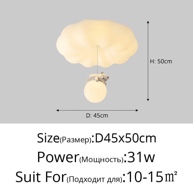 Bear Cream Ceiling Lights Modern Lighting Creative Simple Lamps Living Room Bedroom Lustres Luminaria Decoration Lamparas 2024