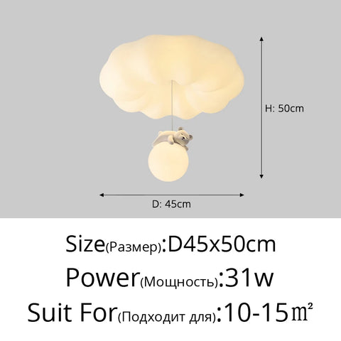 Bear Cream Ceiling Lights Modern Lighting Creative Simple Lamps Living Room Bedroom Lustres Luminaria Decoration Lamparas 2024