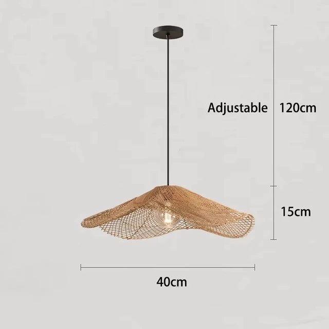 Woven Rattan Chandelier Restaurant Straw Hat Lights Dinning Room Hotel Loft wabi sabi lamp Japanese Decorative Hanging Lamp