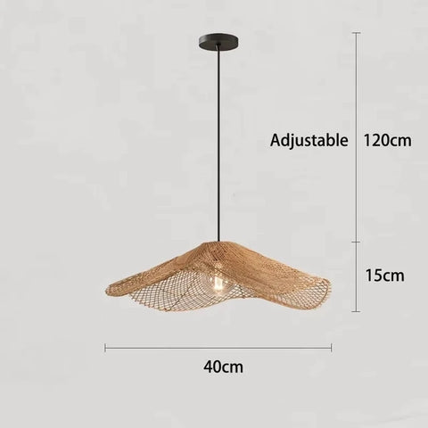 Woven Rattan Chandelier Restaurant Straw Hat Lights Dinning Room Hotel Loft wabi sabi lamp Japanese Decorative Hanging Lamp