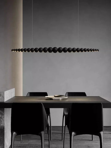 Modern Wooden Beads Long Linear LED Pendant Lights Dimmable With RC Indoor Hanging Lamp Kitchen Island Dining Living Room Office