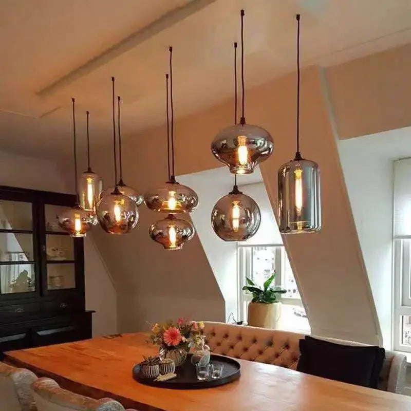 Postmodern Grey Glass Led Pendant Lights For Kitchen Hanging Lamp Dining Room Home Decor Loft Suspension Lighting Luminaire