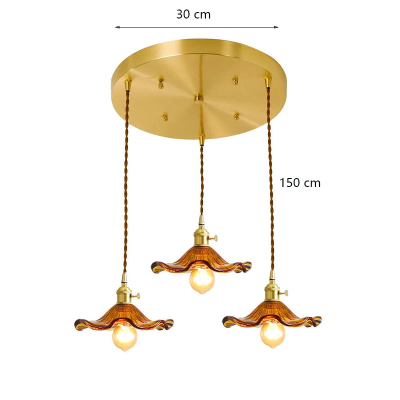 Modern Simple Lotus Leaf Pendant Lights for Bedroom Dining Room Kitchen Nordic Led Glass Pendant Lamp Green  Brown/ Clear Glass