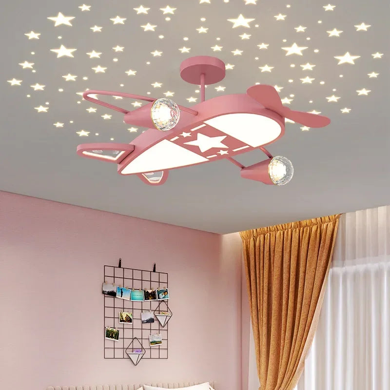 Modern Creative Boy Girl Bedroom Baby Room Decor Ceiling Lamps Starry Sky Airplane Light Romantic Children's Room Ceiling Lights