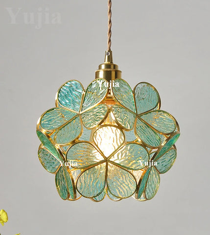 Multi-style Green Glass Pendant Light Vintage Light Fixtures with Glass Lampshade Modern Chandelier Lamp for Kitchen Island