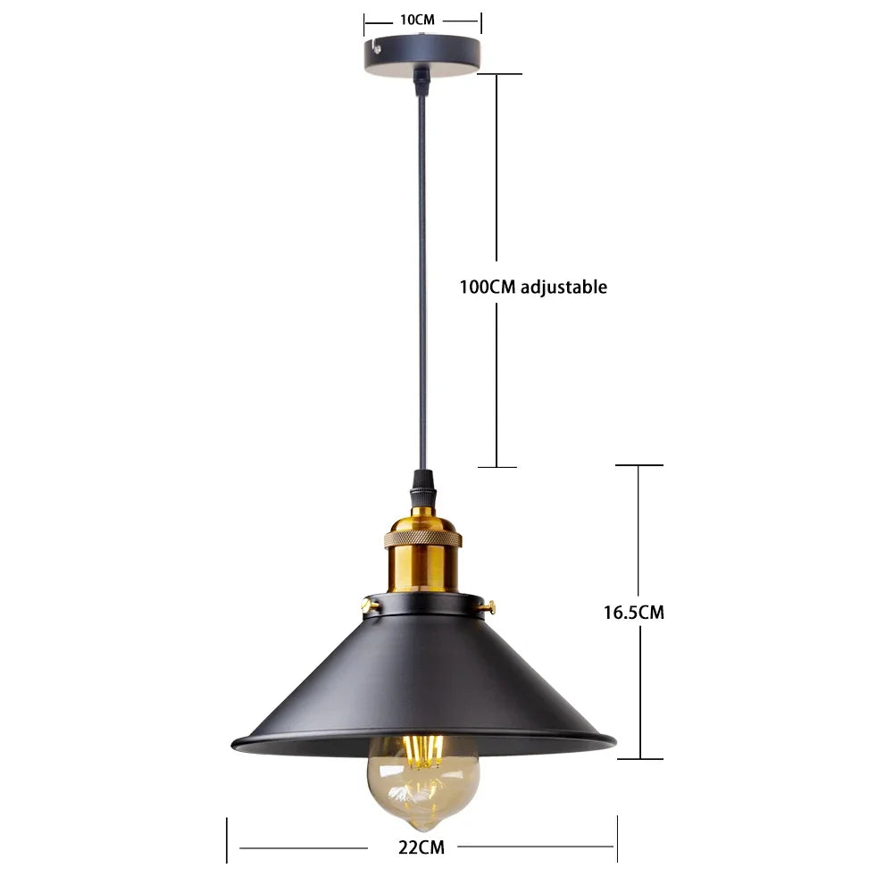 Vintage LED Iron Lampshade Retro Chandeliers Russia Pendant Lights for Loft Kitchen Dining Bedroom Home Lighting Hanging Lamp
