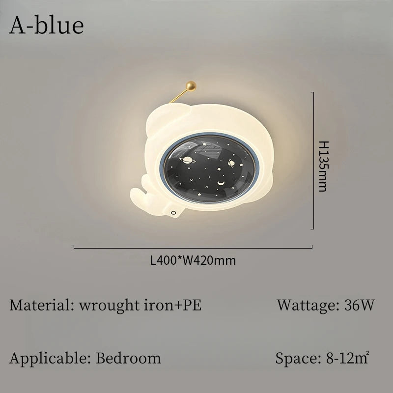 Modern Cartoon Astronaut Planet Ceiling Light Children Bedroom Study Nursery Home Decorate Chandelier Lamp Lustre Indoor Fixture