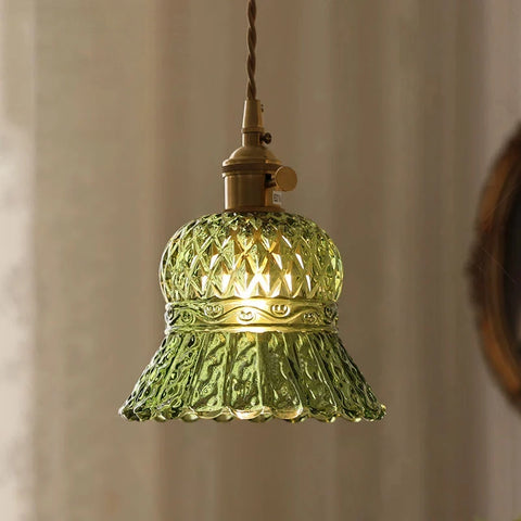 Multi-style Green Glass Pendant Light Vintage Light Fixtures with Glass Lampshade Modern Chandelier Lamp for Kitchen Island