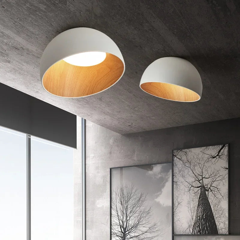 Nordic Led Ceiling Lights for Dining Room Cabinets Bedroom Ceiling Lamp Black and White Wood Grain Home Decor Light Fixture