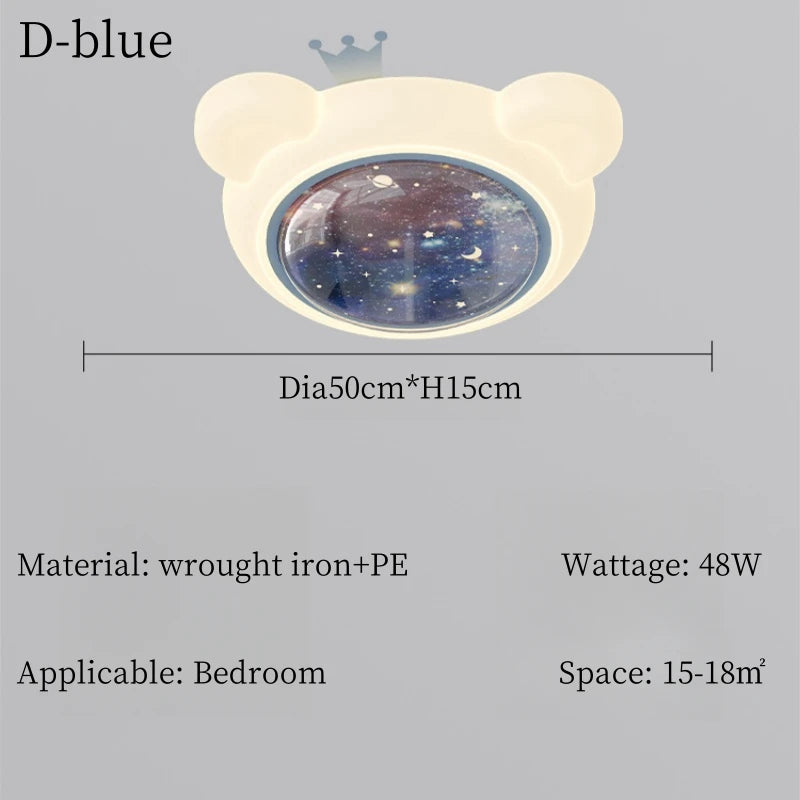 Modern Cartoon Astronaut Planet Ceiling Light Children Bedroom Study Nursery Home Decorate Chandelier Lamp Lustre Indoor Fixture